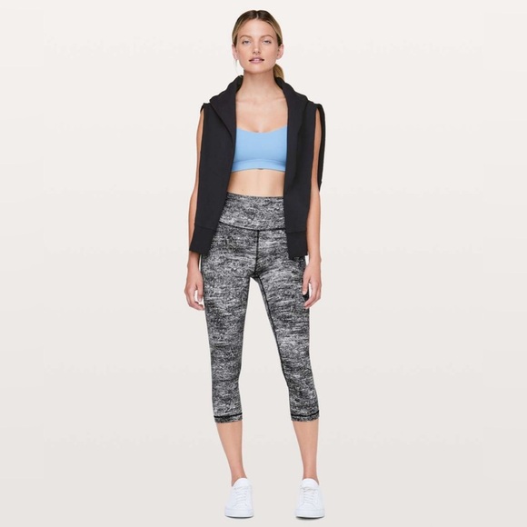 Lululemon Wunder Under Crop Hi-Rise Size 10 Leggings Jacquard Black White 10 - Picture 1 of 12